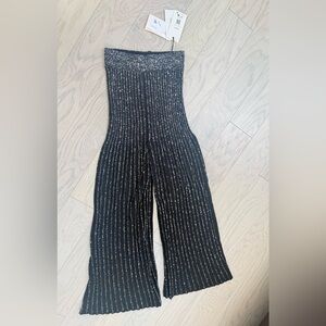 ba&sh Black and High Waist Silver Wide Leg Jumpsuit